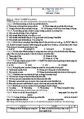 30 Đề Kiểm tra Học kỳ 1 Vật lý 9 (có đáp án)